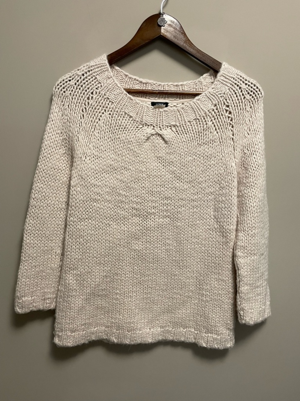 J. Crew Cream Chunky Knit 100% Alpaca 3/4 Length Sweater Women’s XS